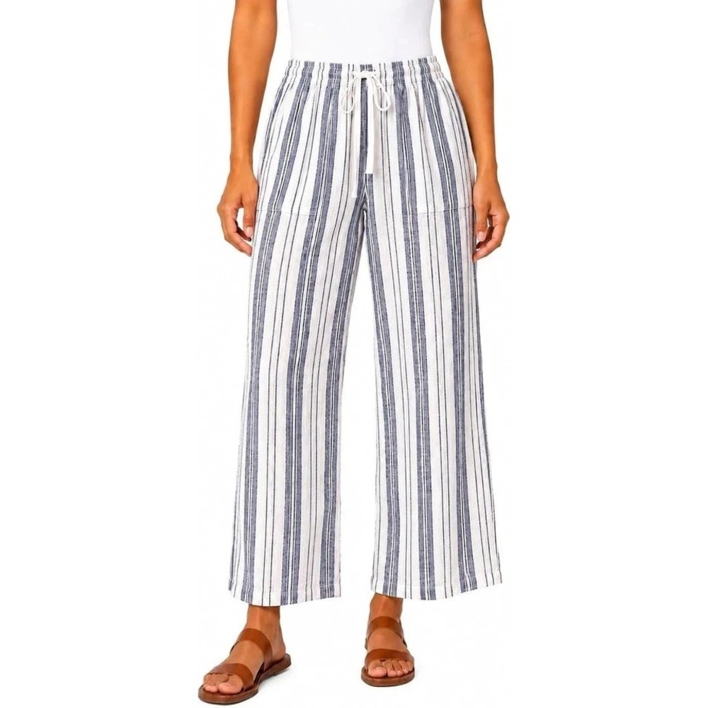 Roxy Women's Linen Blend Crop Pant, Blue, Size XL, New